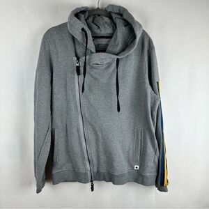 Madison Supply asymmetrical zip up hoodie striped sleeve size L